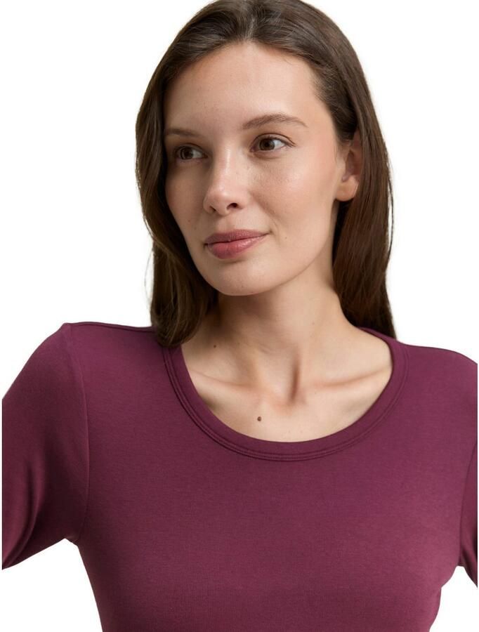 Tom Tailor Shirt met lange mouwen met ronde hals en stretch