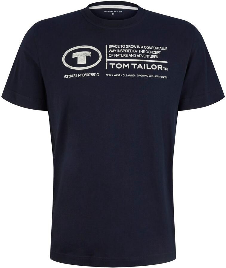 Tom Tailor T-shirt met statementprint model 'printed crewneck'