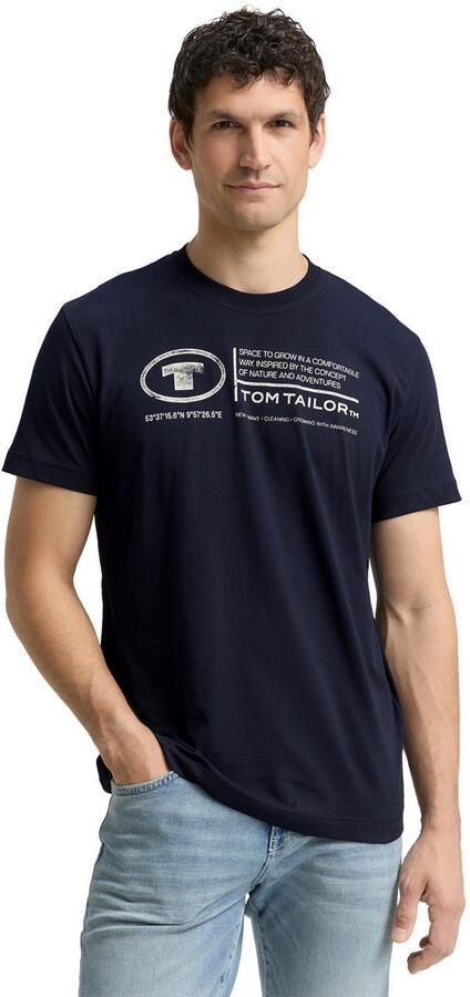 Tom Tailor T-shirt met statementprint model 'printed crewneck' - Foto 4