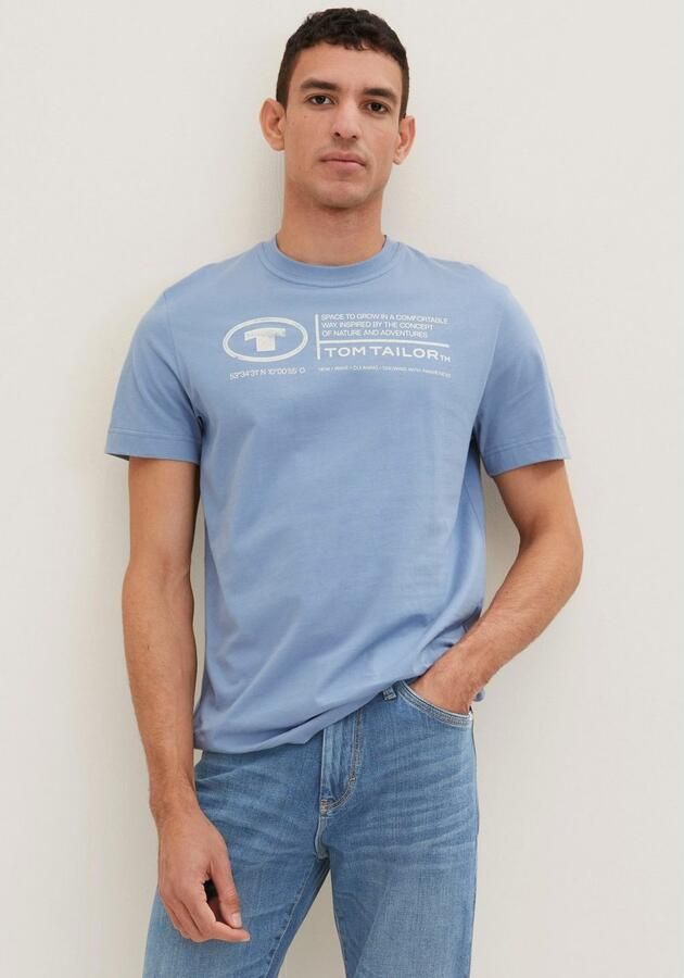 Tom Tailor T-shirt met statementprint model 'printed crewneck' - Foto 5