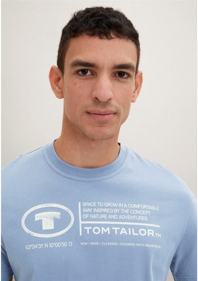 Tom Tailor T-shirt met statementprint model 'printed crewneck' - Foto 3
