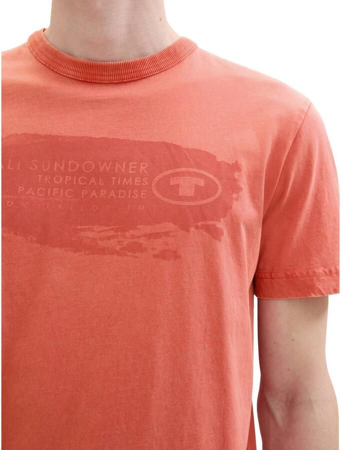 Tom Tailor Shirt met print in voorgewassen look