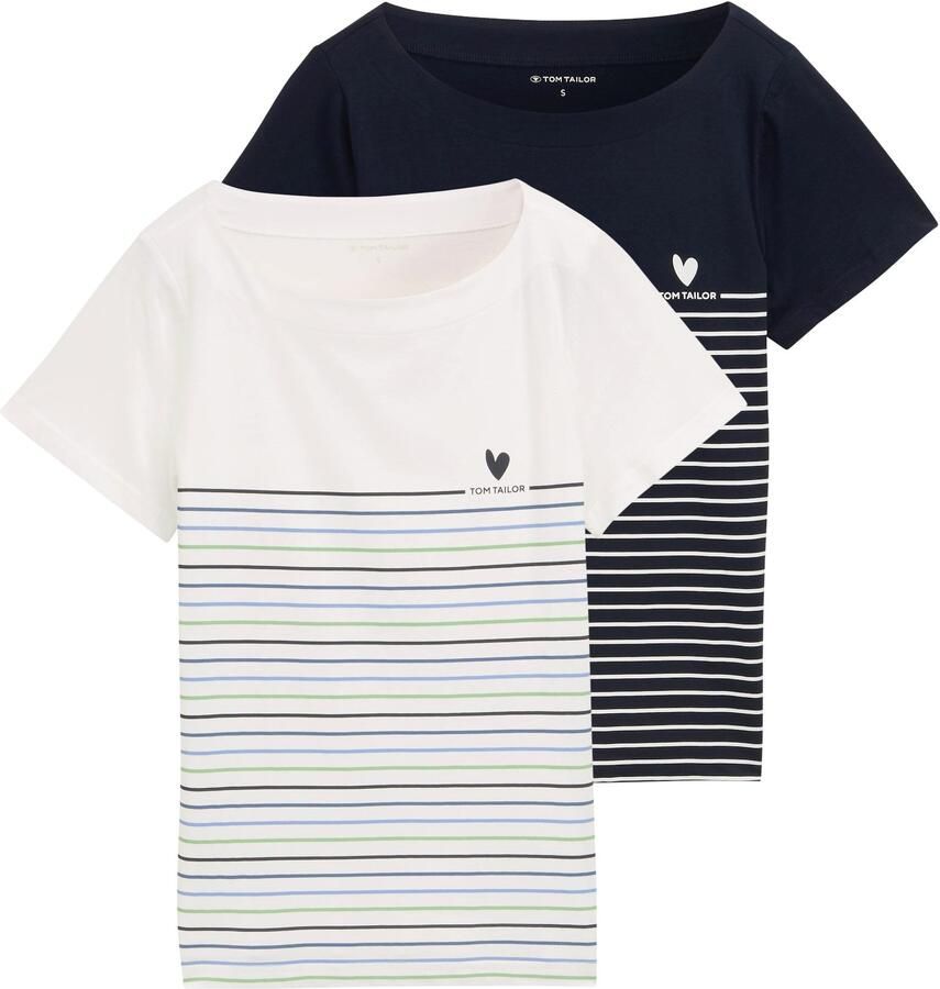 Tom Tailor Shirt met print met strepen en logoprint (2-delig) - Foto 6