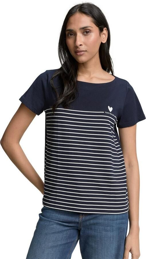 Tom Tailor Shirt met print met strepen en logoprint (2-delig) - Foto 3