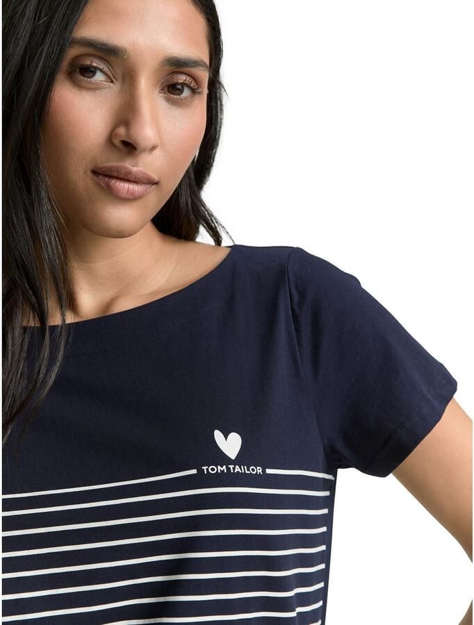 Tom Tailor Shirt met print met strepen en logoprint (2-delig)