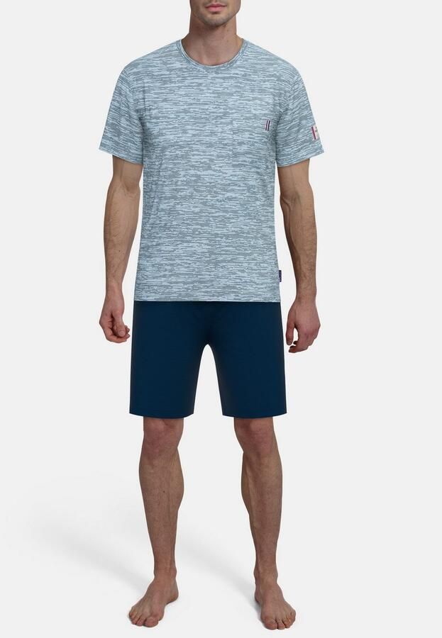 Tom Tailor Shortama Kilkenny Met patroon korte mouwen ronde hals korte broek katoenmix (2-delig)