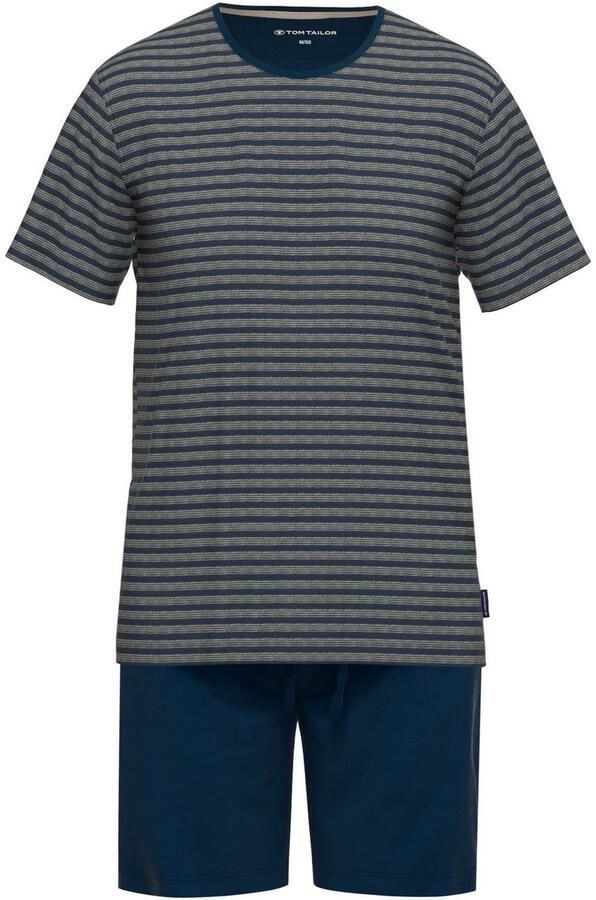 Tom Tailor Shortama Longford Streepdesign korte mouw ronde hals korte broek katoenmix (2-delig) - Foto 2