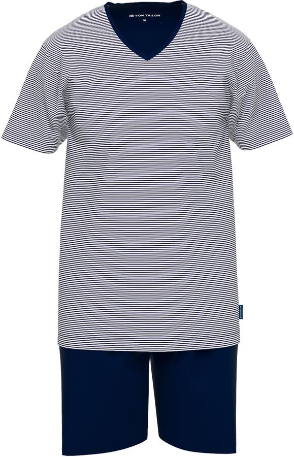 Tom Tailor Shortama Nevada Streepdesign korte mouw V-hals korte broek (2-delig) - Foto 3