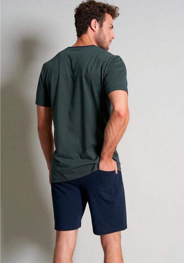 Tom Tailor Shortama Nevada Streepdesign korte mouw V-hals korte broek (2-delig)