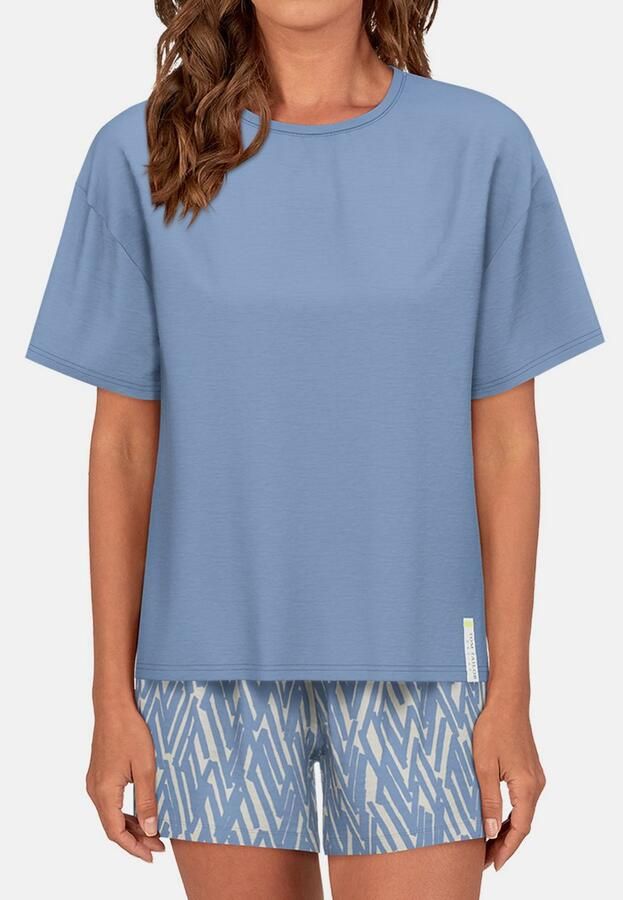 Tom Tailor Shortama Westport met print korte mouwen ronde hals korte broek viscosemix - Foto 2