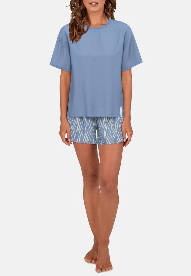 Tom Tailor Shortama Westport met print korte mouwen ronde hals korte broek viscosemix - Foto 3