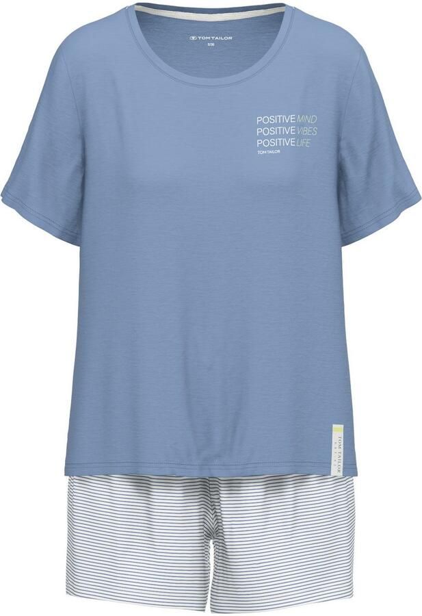 Tom Tailor Shortama Westport Streepdesign korte mouw ronde hals korte broek katoenmix (2-delig) - Foto 3