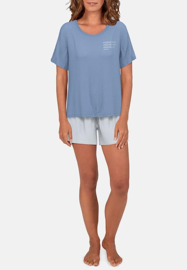 Tom Tailor Shortama Westport Streepdesign korte mouw ronde hals korte broek katoenmix (2-delig) - Foto 2