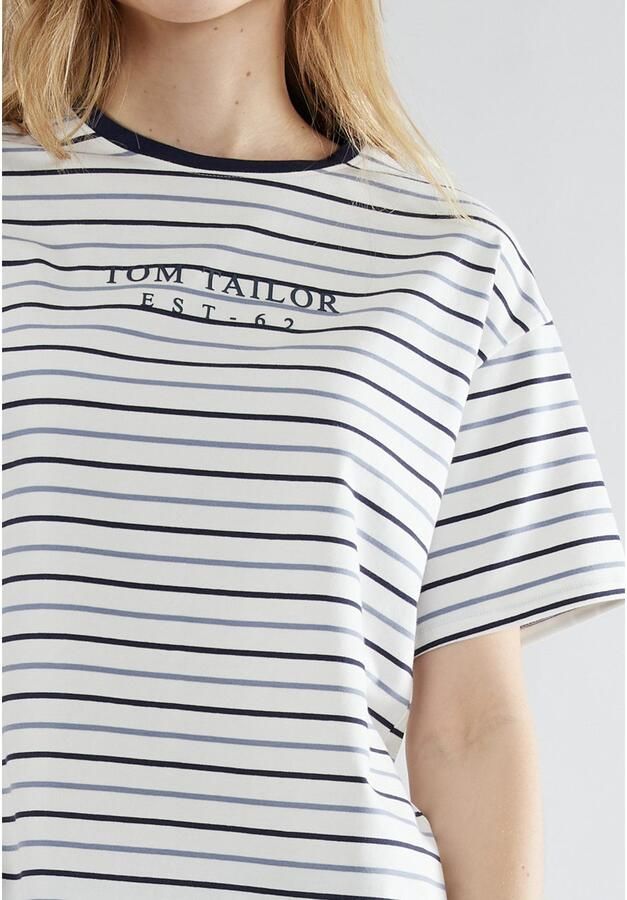 Tom Tailor Shortama Zaria Streepdesign korte mouw ronde hals korte broek katoenmix (2-delig) - Foto 2