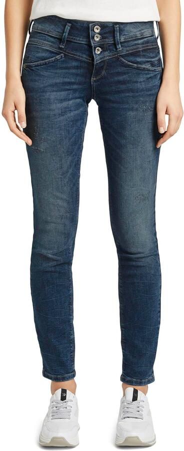 Tom Tailor Slim fit jeans Alexa Slim met knoopsluiting en decoratief gewatteerd juk - Foto 7