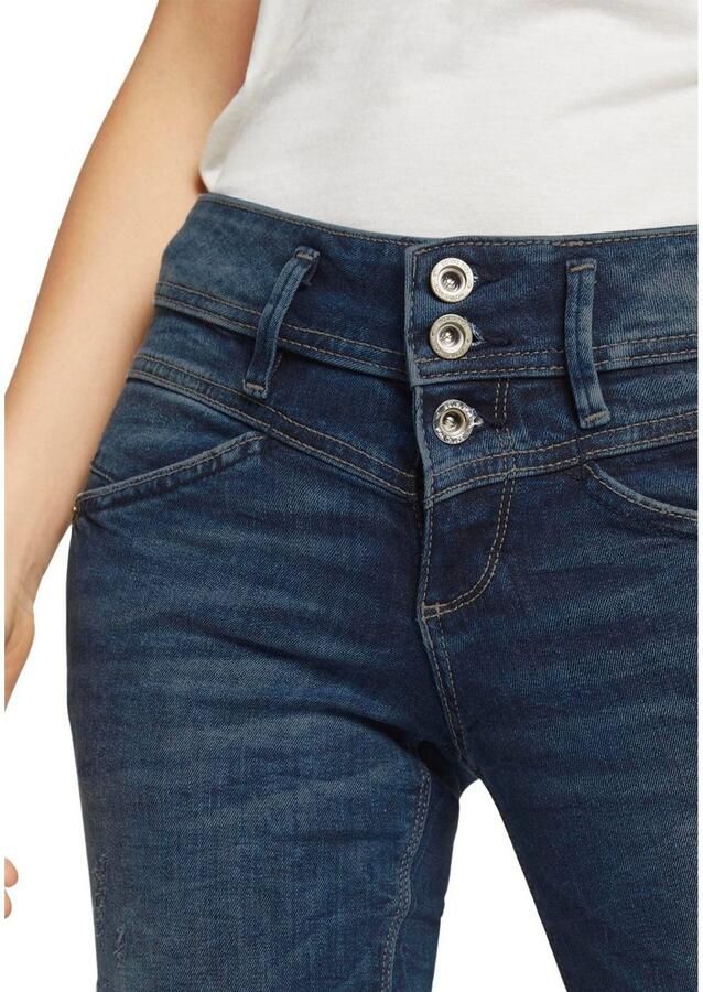 Tom Tailor Slim fit jeans Alexa Slim met knoopsluiting en decoratief gewatteerd juk