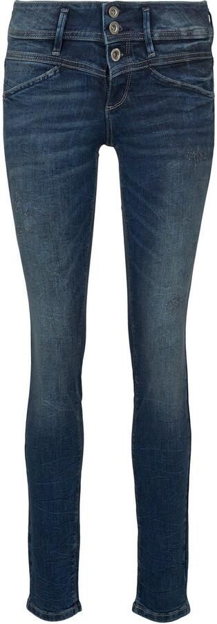 Tom Tailor Slim fit jeans Alexa Slim met knoopsluiting en decoratief gewatteerd juk - Foto 4
