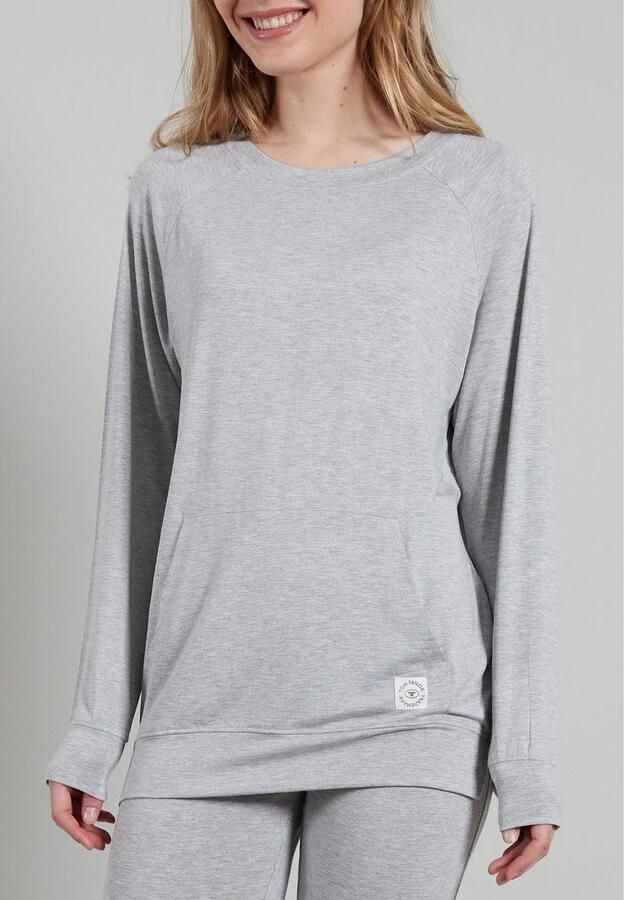 Tom Tailor Sweatshirt Manilla met buidelzak ronde hals lange mouwen verkoelend viscosemix - Foto 2