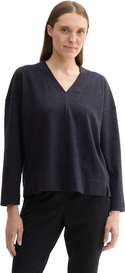 Tom Tailor Sweatshirt met structuur en v-hals - Foto 6