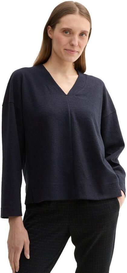 Tom Tailor Sweatshirt met structuur en v-hals - Foto 3