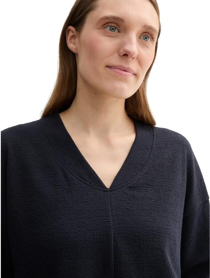 Tom Tailor Sweatshirt met structuur en v-hals