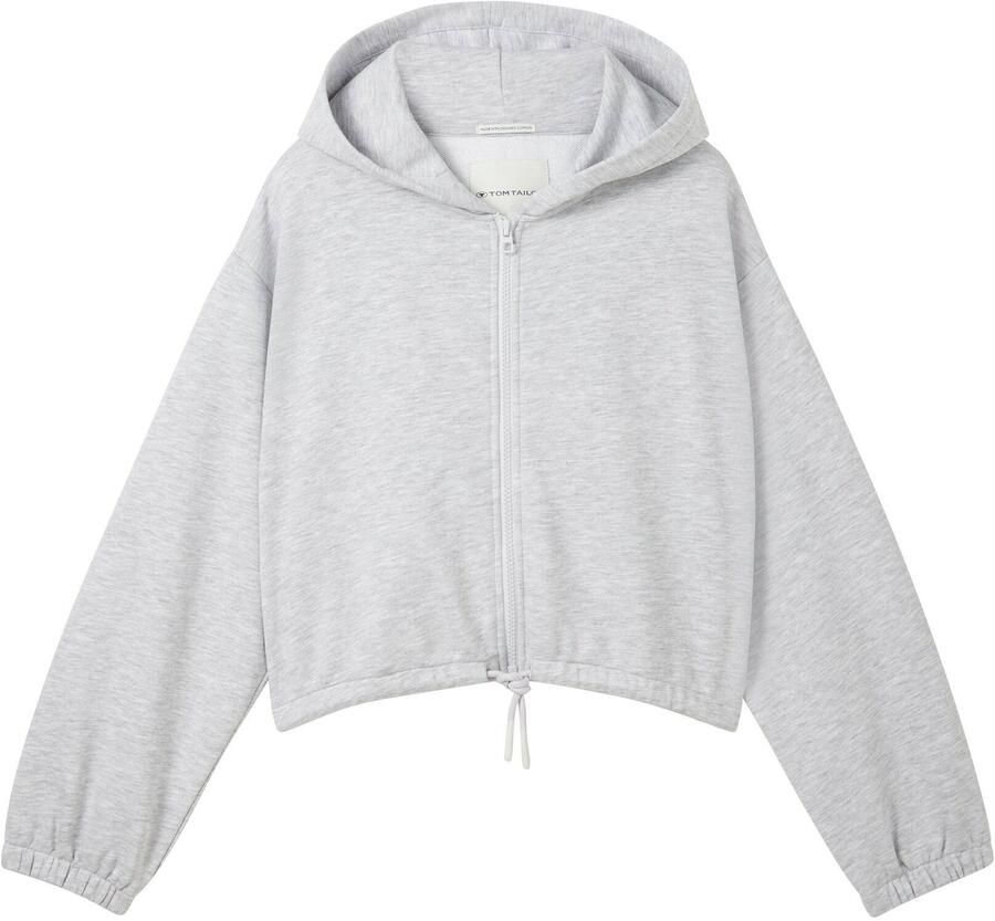 Tom Tailor Sweatvest Full Zip met koordsluiting in korte vorm - Foto 3