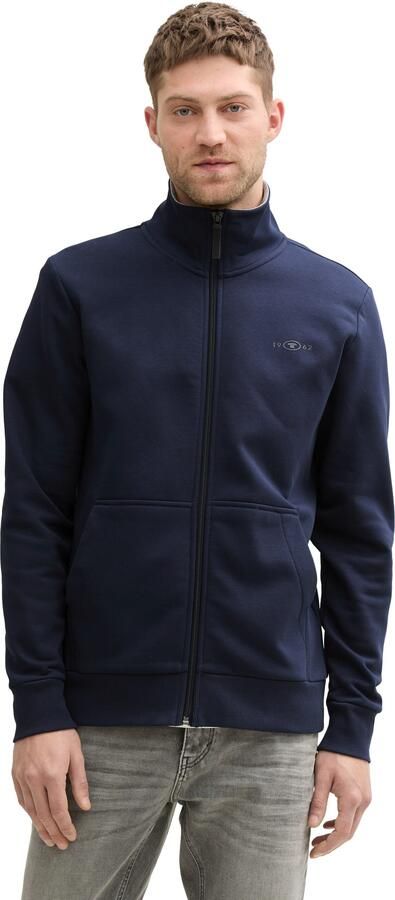 Tom Tailor Regular fit sweatjack met opstaande kraag en rubberen logoprint - Foto 5