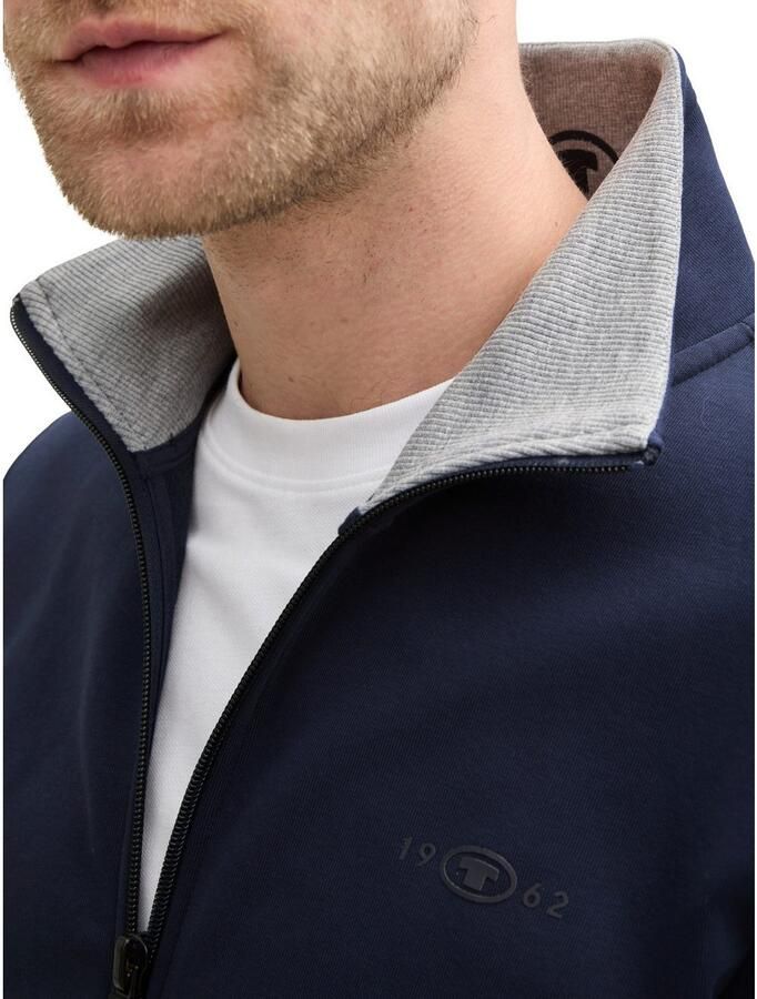 Tom Tailor Regular fit sweatjack met opstaande kraag en rubberen logoprint - Foto 2