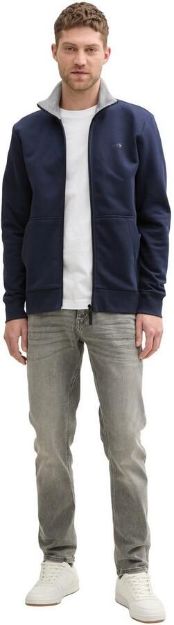 Tom Tailor Regular fit sweatjack met opstaande kraag en rubberen logoprint - Foto 4