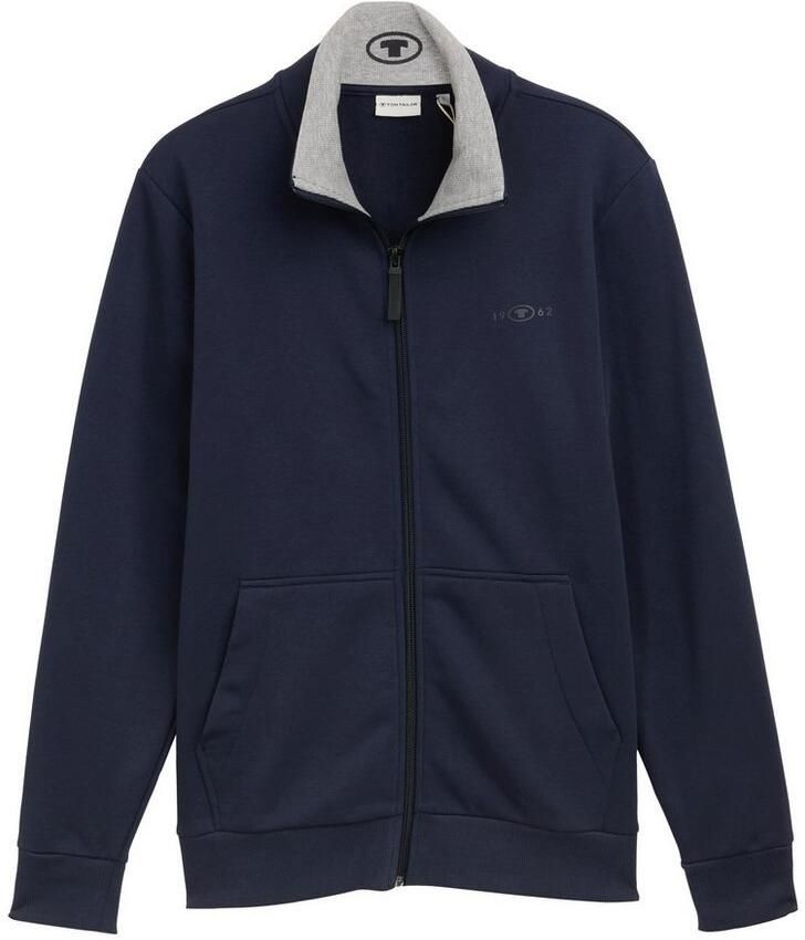 Tom Tailor Regular fit sweatjack met opstaande kraag en rubberen logoprint