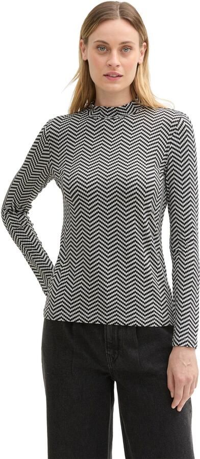 Tom Tailor Shaped fit shirt met lange mouwen van viscosemix met all-over motief - Foto 5