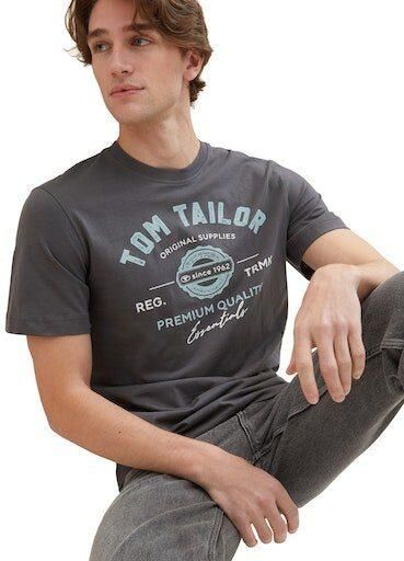 Tom Tailor Regular fit T-shirt van puur katoen met labelprint - Foto 3