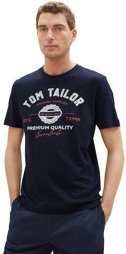 Tom Tailor Regular fit T-shirt van puur katoen met labelprint - Foto 3