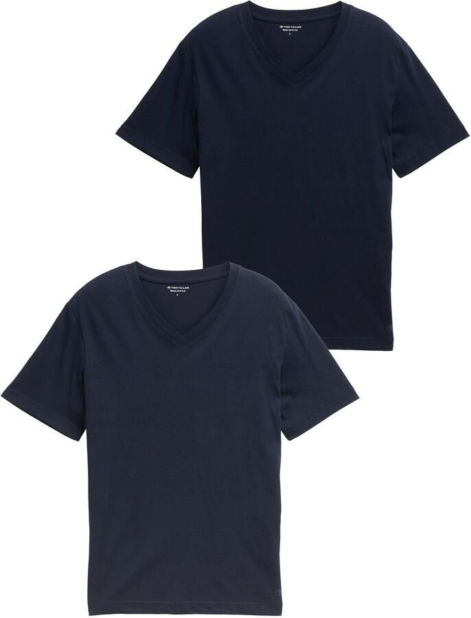 Tom Tailor T-shirt met v-hals duopack (set 2-delig) - Foto 6