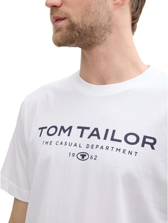 Tom Tailor Regular fit T-shirt van puur katoen met labelprint - Foto 1