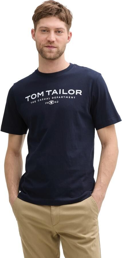 Tom Tailor Regular fit T-shirt van puur katoen met labelprint - Foto 5