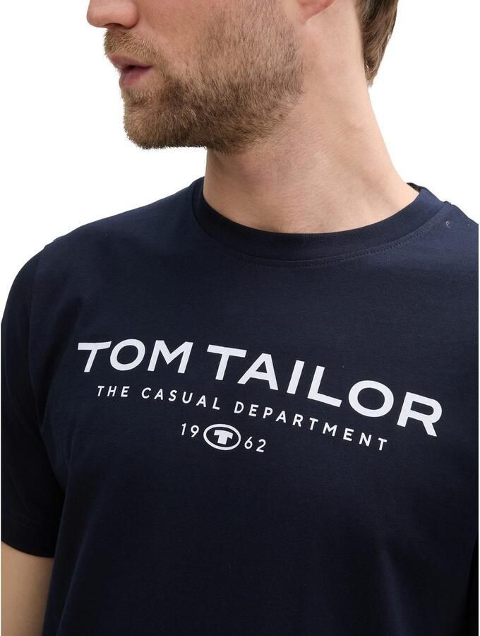 Tom Tailor Regular fit T-shirt van puur katoen met labelprint