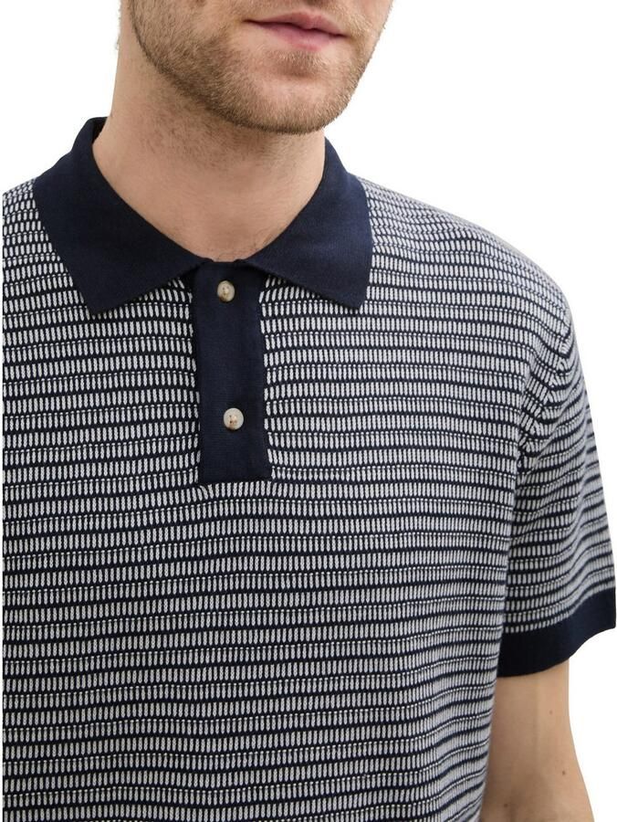 Tom Tailor Trui met korte mouwen met breipatroon en polokraag - Foto 2