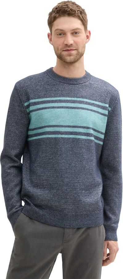 Tom Tailor Trui met ronde hals in brei-look en streepontwerp - Foto 5