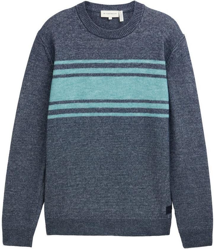 Tom Tailor Trui met ronde hals in brei-look en streepontwerp
