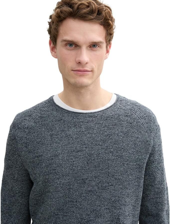 Tom Tailor Trui met ronde hals in gemêleerde look - Foto 2