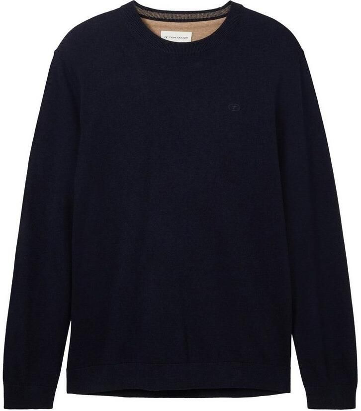 Tom Tailor Trui met ronde hals met geborduurd logo