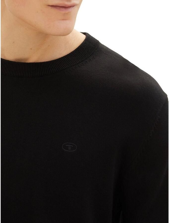 Tom Tailor Trui met ronde hals met geborduurd logo