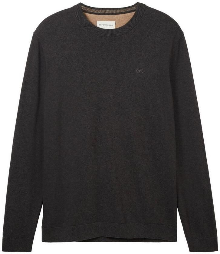 Tom Tailor Trui met ronde hals met geborduurd logo