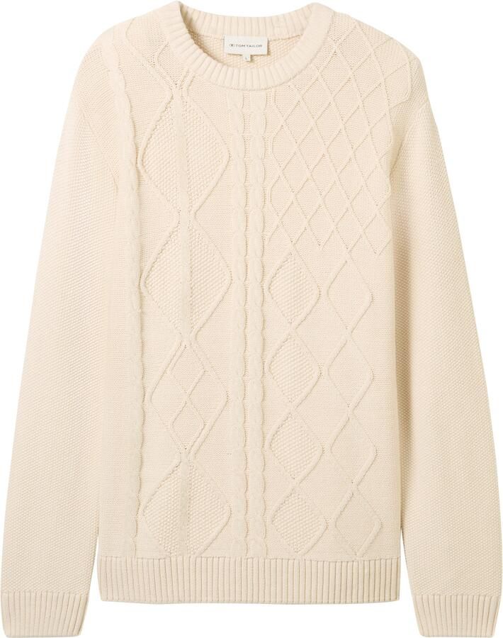 Tom Tailor Regular fit gebreide pullover met kabelpatroon en ribboorden