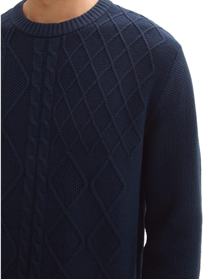 Tom Tailor Regular fit gebreide pullover met kabelpatroon en ribboorden - Foto 2