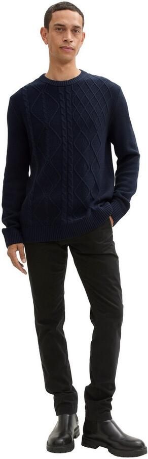 Tom Tailor Regular fit gebreide pullover met kabelpatroon en ribboorden - Foto 4