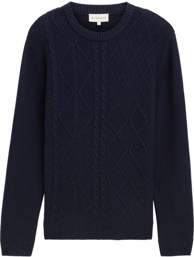 Tom Tailor Regular fit gebreide pullover met kabelpatroon en ribboorden