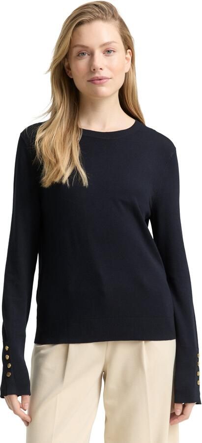 Tom Tailor Trui met ronde hals met knoop-details - Foto 6