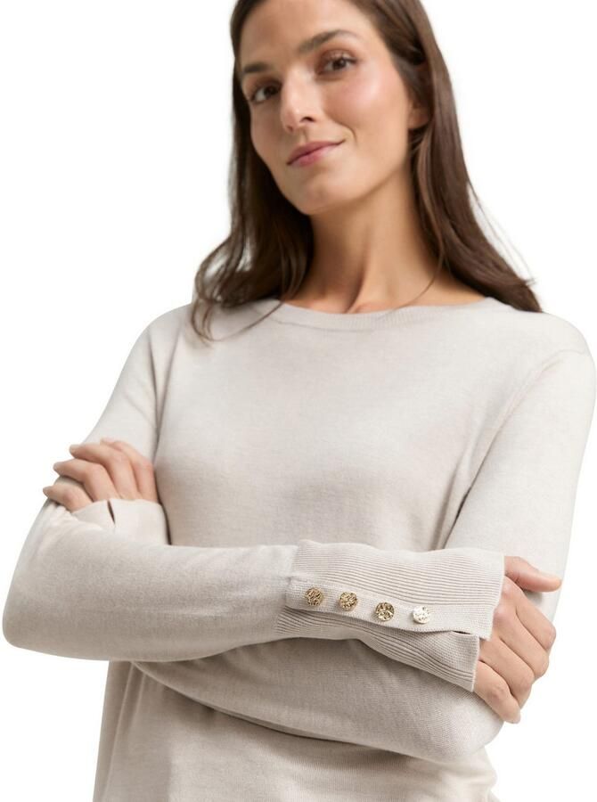 Tom Tailor Trui met ronde hals met knoop-details - Foto 3